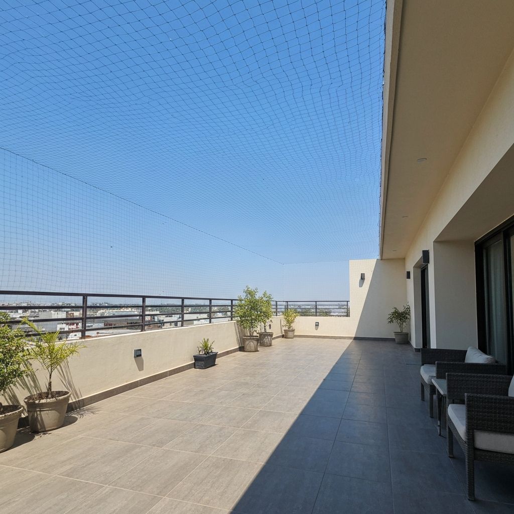 Terrace safety net installation